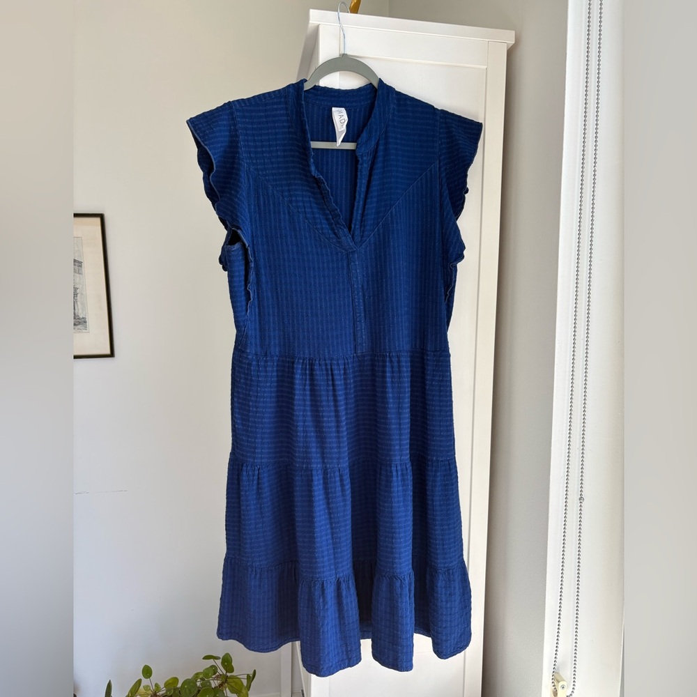 Anthropologie Amadi Casual Blue Tiered Dress Size Medium